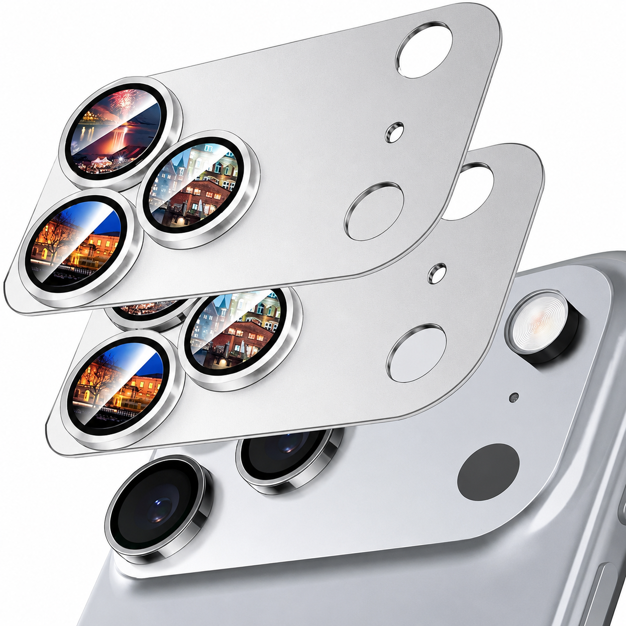 Premium iPhone Camera Lens Protector Tempered Glass Alloy Ring Shatterproof Scratch Resistant Shockproof Precision Fit Protective Cover