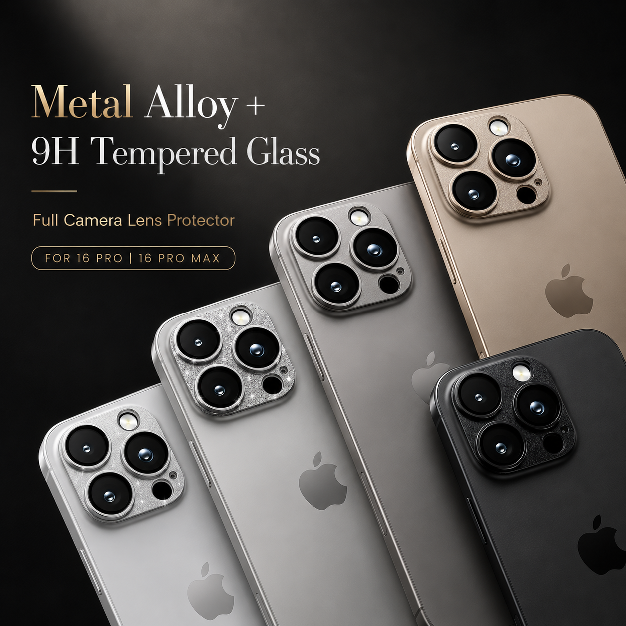 Premium iPhone Camera Lens Protector Tempered Glass Alloy Ring Shatterproof Scratch Resistant Shockproof Precision Fit Protective Cover
