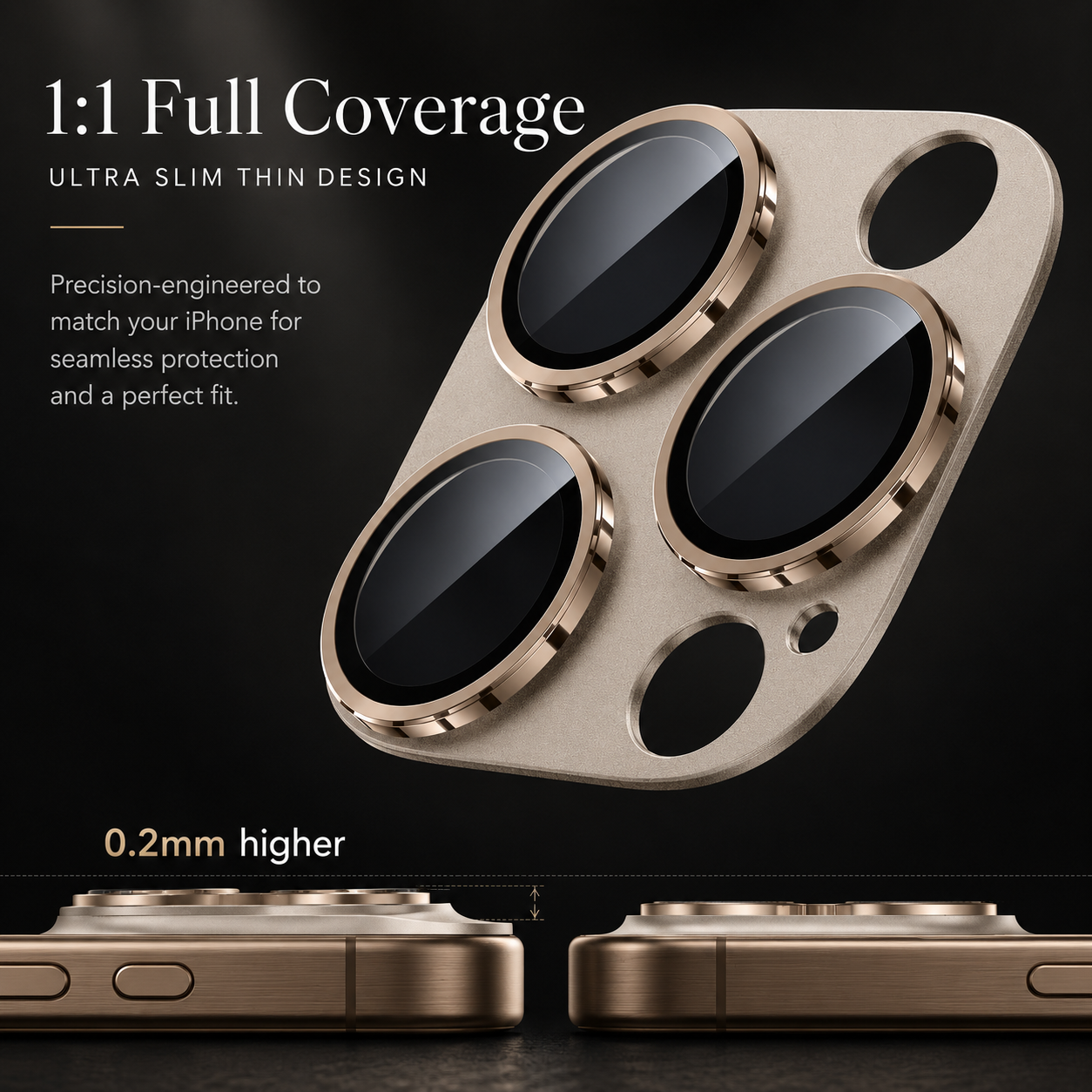 Premium iPhone Camera Lens Protector Tempered Glass Alloy Ring Shatterproof Scratch Resistant Shockproof Precision Fit Protective Cover