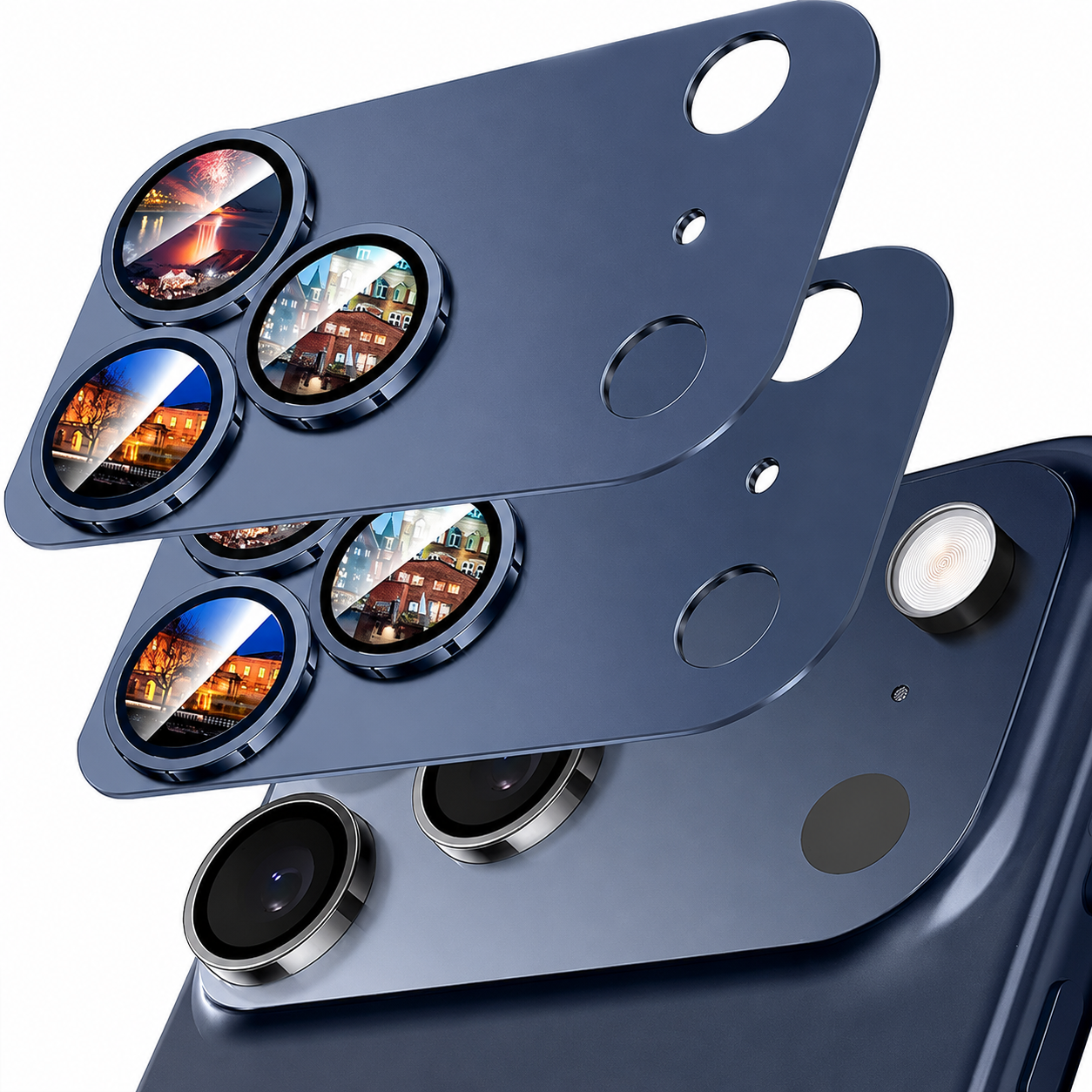 Premium iPhone Camera Lens Protector Tempered Glass Alloy Ring Shatterproof Scratch Resistant Shockproof Precision Fit Protective Cover