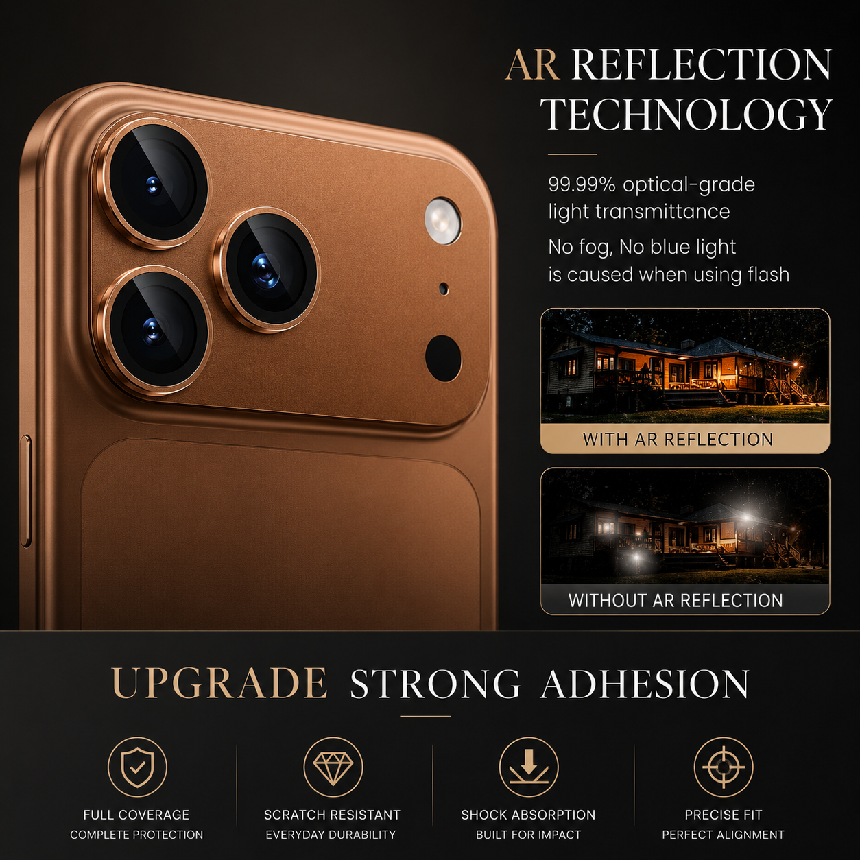 Premium iPhone Camera Lens Protector Tempered Glass Alloy Ring Shatterproof Scratch Resistant Shockproof Precision Fit Protective Cover