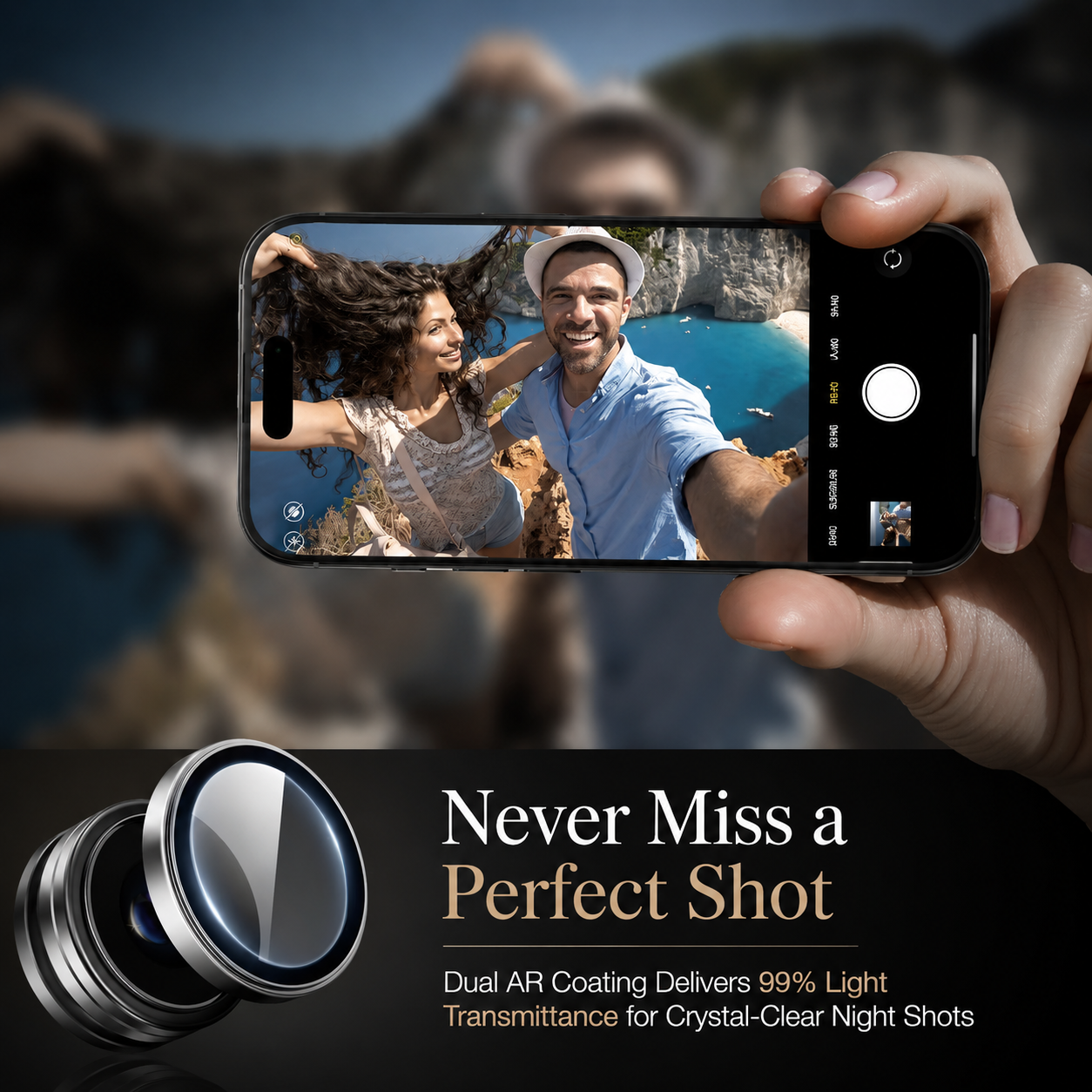 Premium iPhone Camera Lens Protector Tempered Glass Metal Ring Scratch Resistant Shockproof Anti Dust Precision Fit Protective Cover