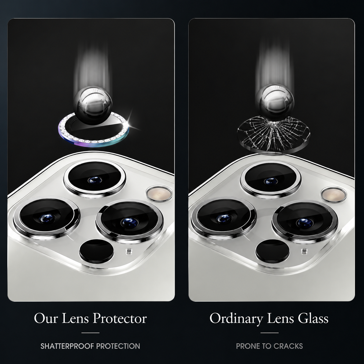 Premium iPhone Camera Lens Protector Tempered Glass Metal Ring Scratch Resistant Shockproof Anti Dust Precision Fit Protective Cover