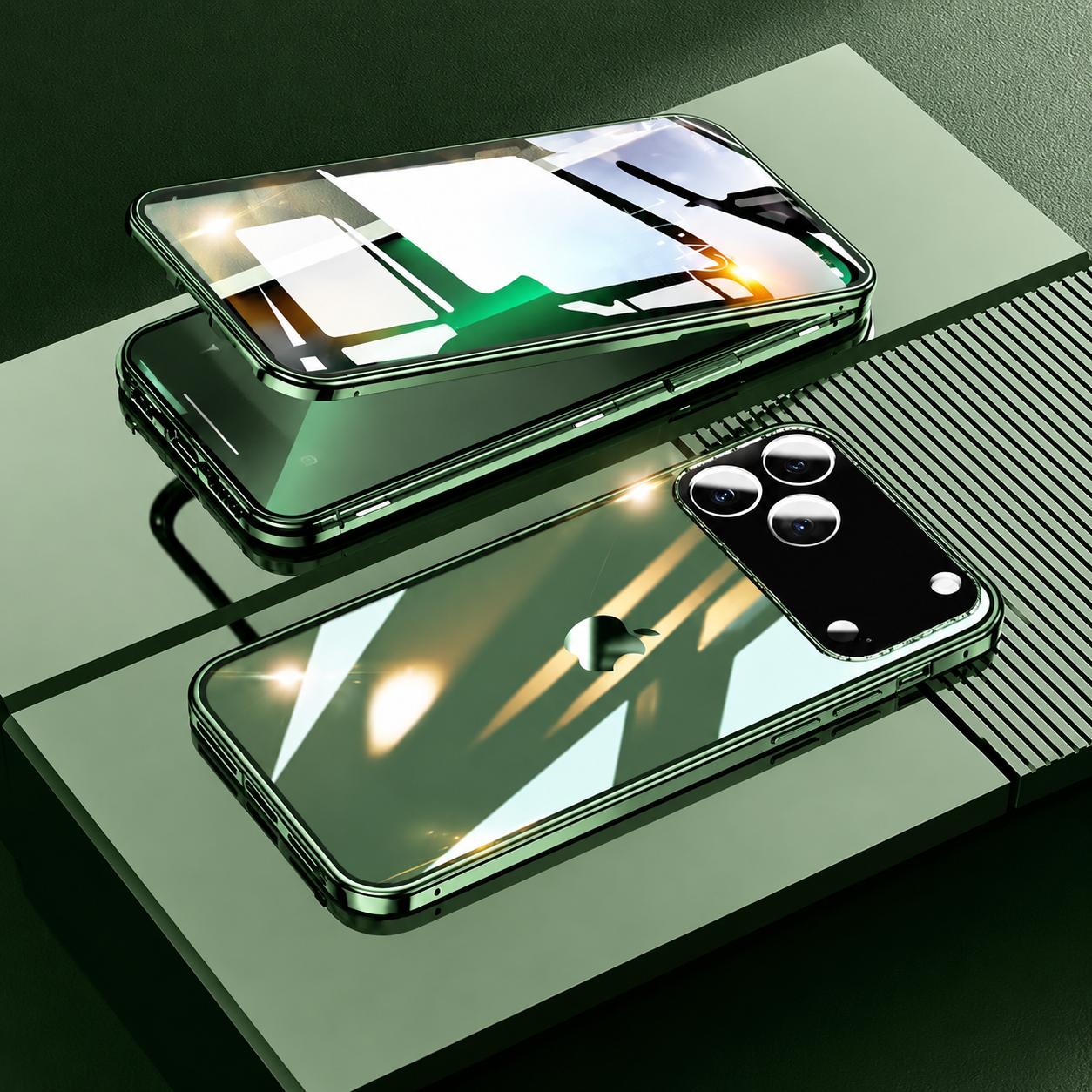 Premium iPhone Case 360 Full Protection Magnetic Glass Cover Aluminum Alloy Frame Shockproof Anti Scratch Bumper Full Coverage