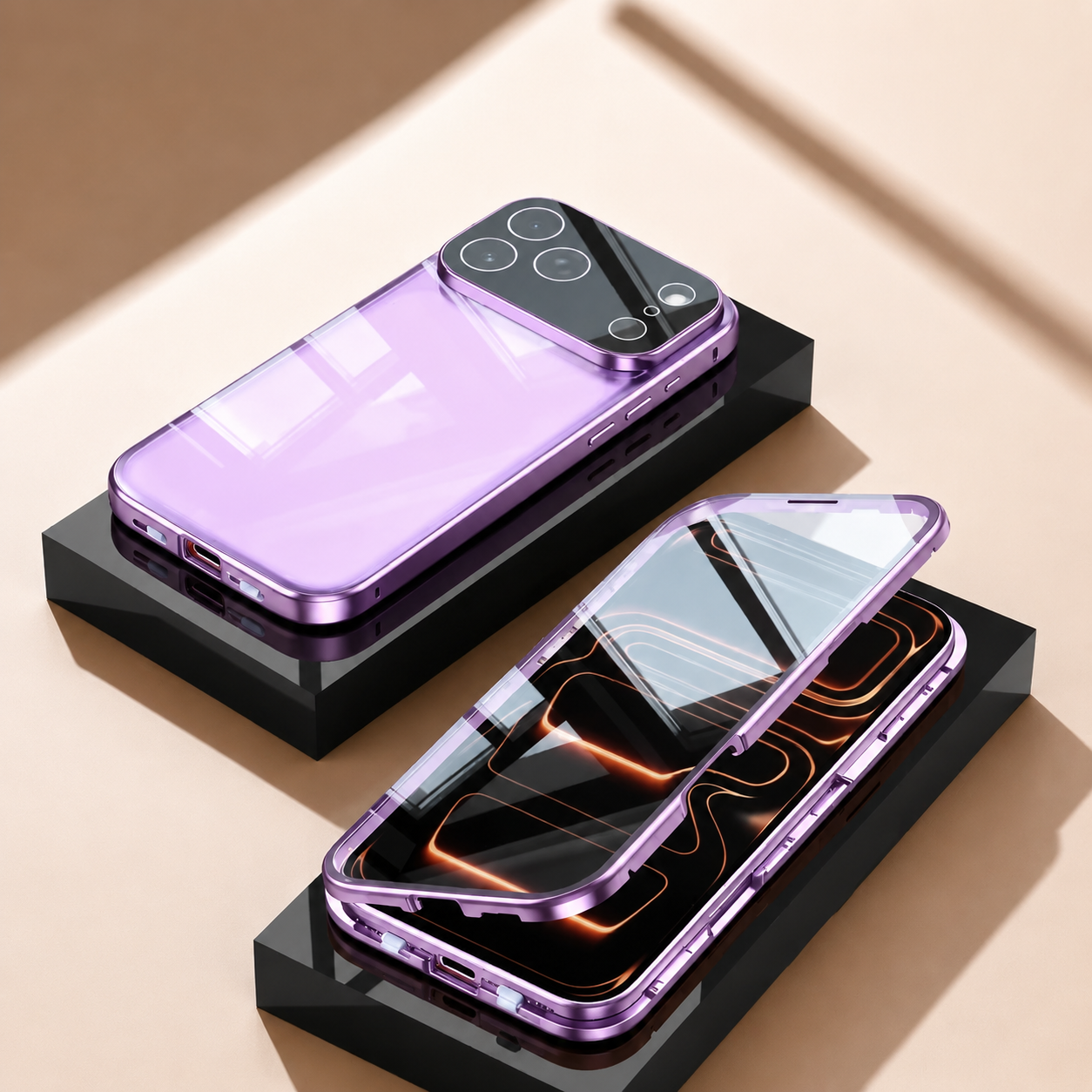 Premium iPhone Case 360 Full Protection Magnetic Glass Cover Aluminum Alloy Frame Shockproof Anti Scratch Bumper Full Coverage