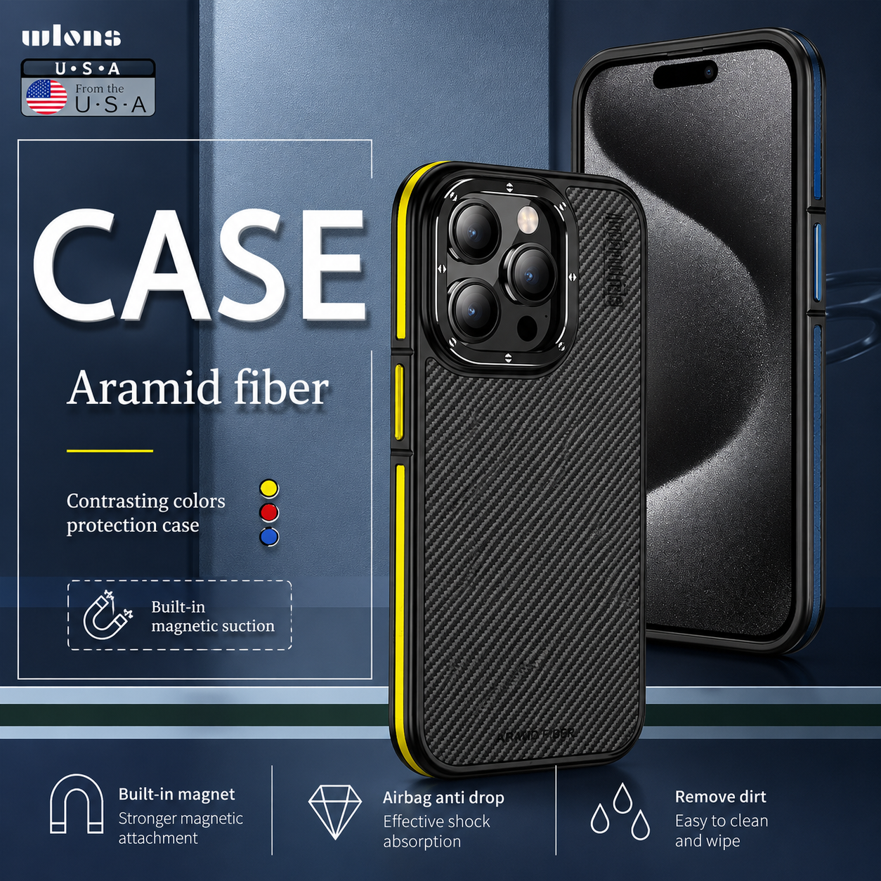 Premium iPhone Case 600D Kevlar Series Magnetic Cover with Metal Camera Ring Shockproof Half Wrapped PC TPU Protective Design