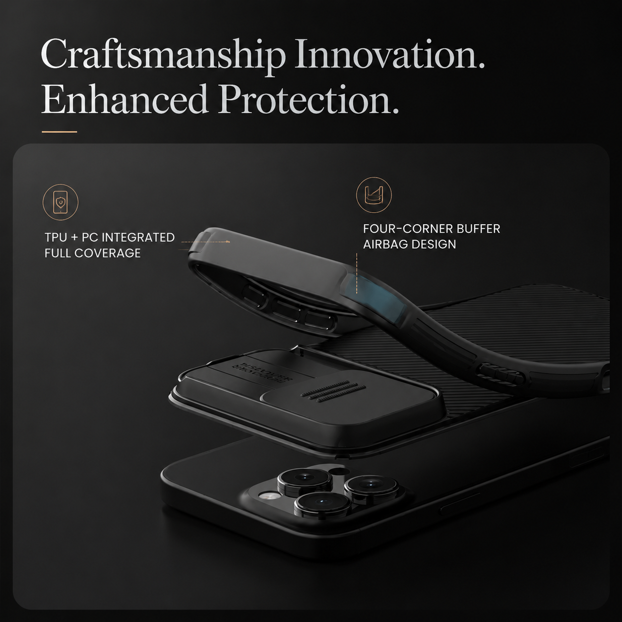 Premium iPhone Case CamShield Magnetic Cover Sliding Camera Protection Shockproof TPU PC Rugged Full Coverage