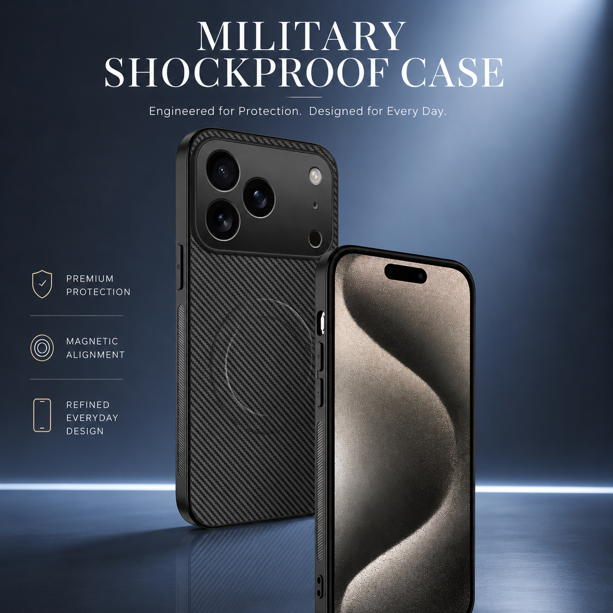 Premium iPhone Case Carbon Fiber Magnetic Leather Cover MagSafe Compatible Ultra Thin Protective Case