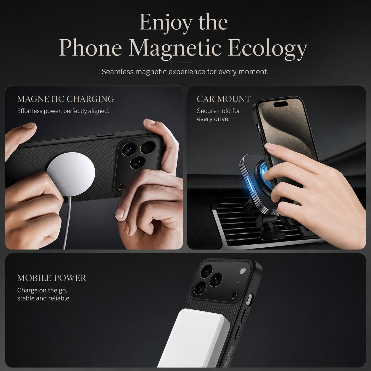 Premium iPhone Case Carbon Fiber Magnetic Leather Cover MagSafe Compatible Ultra Thin Protective Case