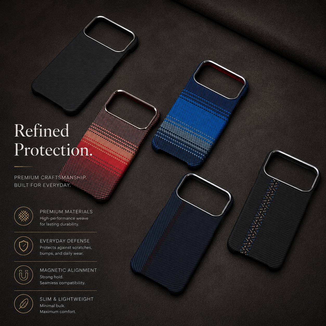 Premium iPhone Case Carbon Fiber Texture Magnetic MagSafe Compatible Shock Absorbing Hybrid Protective Cover
