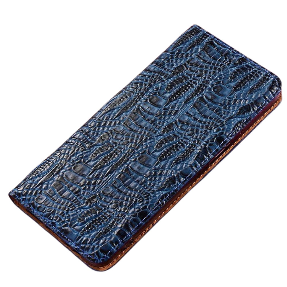 Premium iPhone Case Crocodile Texture Genuine Leather Flip Cover Card Pocket Non Slip Full Protection Design