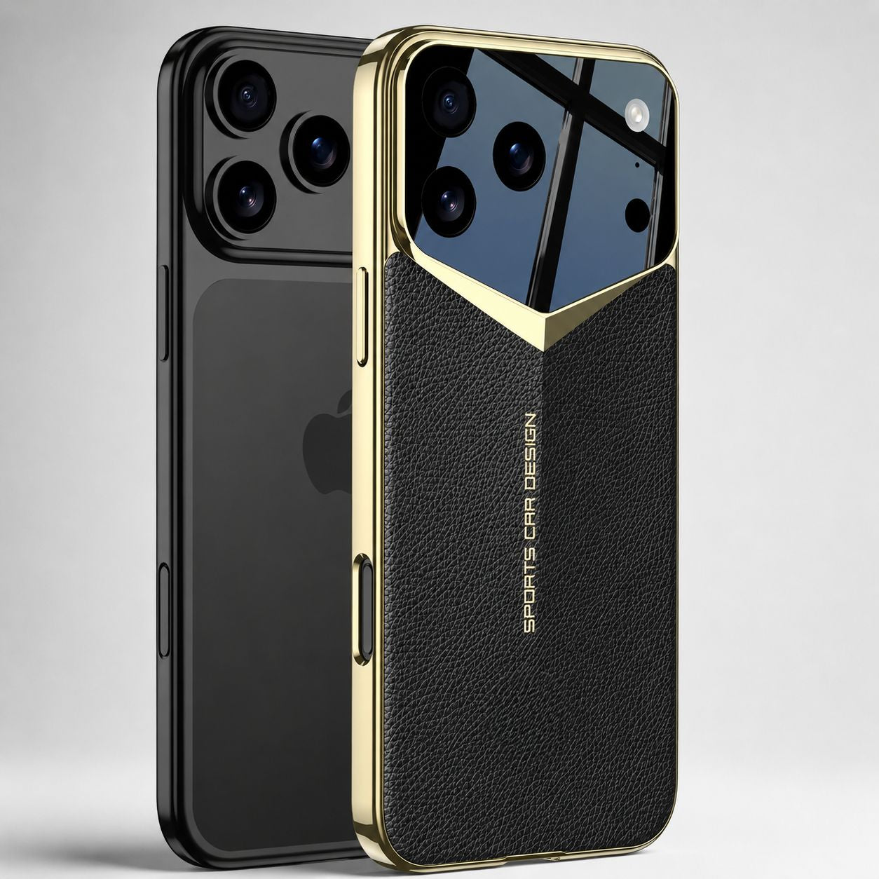 Premium iPhone Case Electroplated Leather Cover Shockproof Protective Hard Shell Lens Protection Case