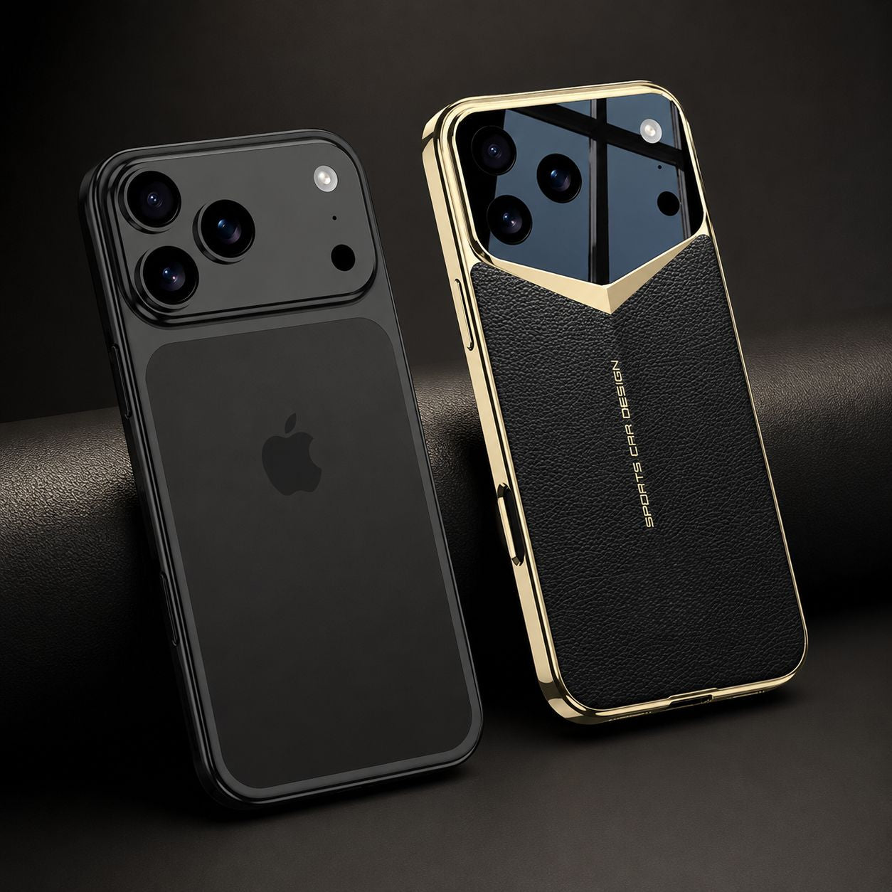 Premium iPhone Case Electroplated Leather Cover Shockproof Protective Hard Shell Lens Protection Case