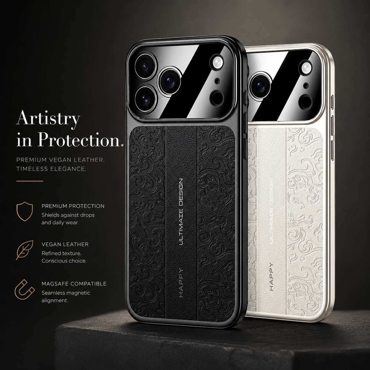 Premium iPhone Case Electroplated Leather Magnetic Soft TPU Dual Layer Protective Cover