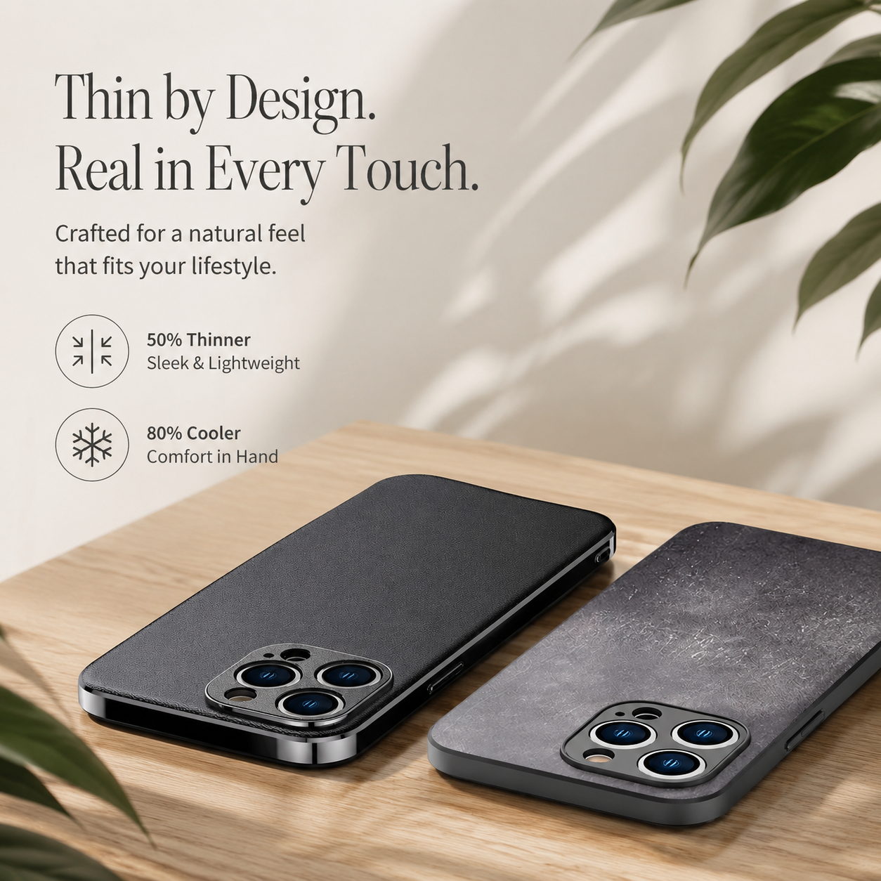 Premium iPhone Case Genuine Cowhide Leather Cover Plating Frame Full Camera Lens Protection Slim Durable Design