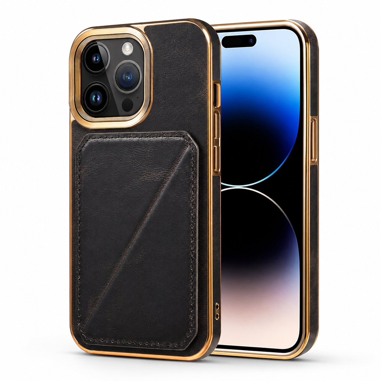 Premium iPhone Case Genuine Cowhide Leather Wallet Cover Magnetic Card Holder Full Body Protection Slim Design
