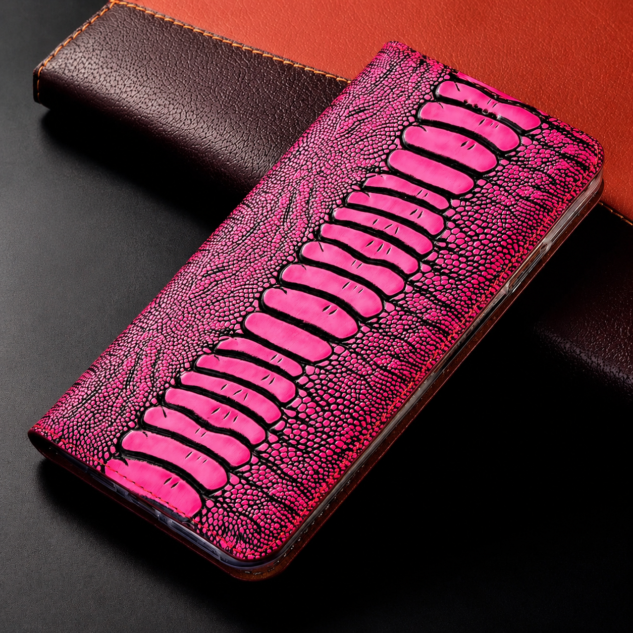 Premium iPhone Case Genuine Leather Flip Wallet Cover Card Slots Magnetic Closure Full Protection