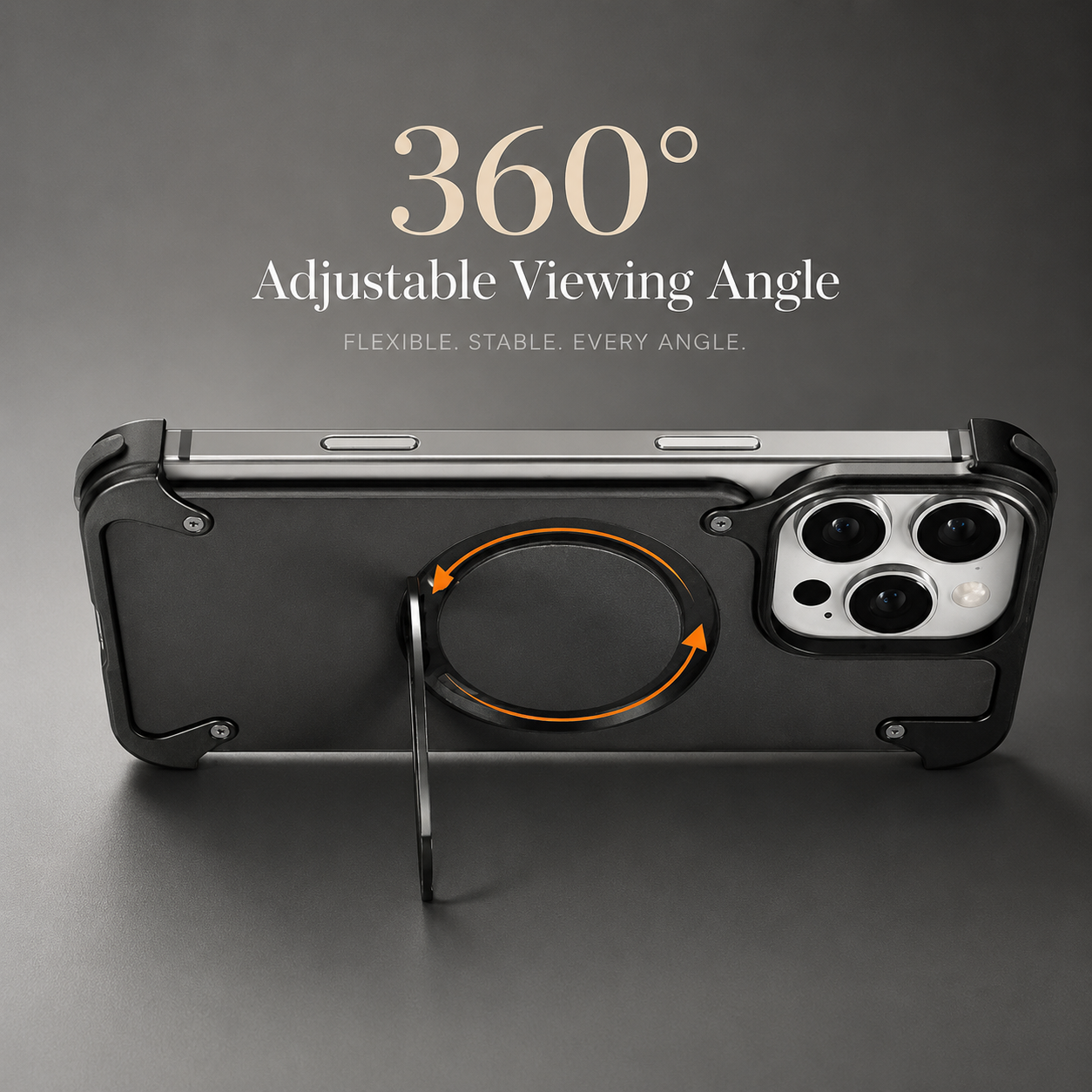 Premium iPhone Case Genuine Leather Magnetic Cover MagSafe Compatible Rotating Ring Stand Shockproof Frameless Protection