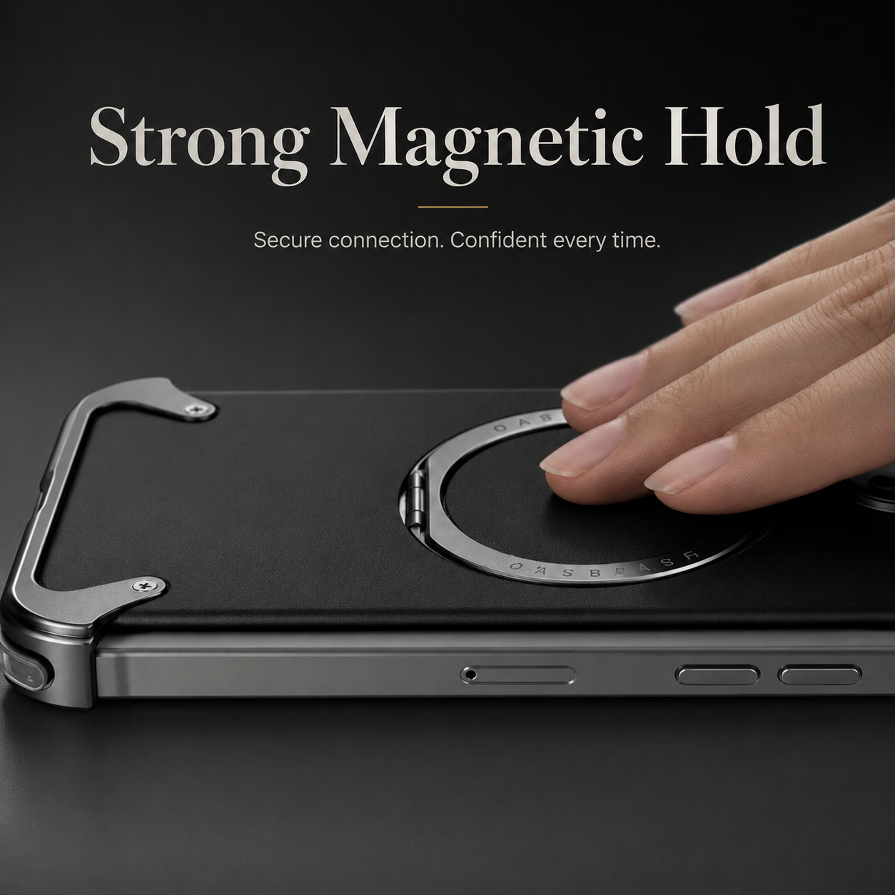 Premium iPhone Case Genuine Leather Magnetic Cover MagSafe Compatible Rotating Ring Stand Shockproof Frameless Protection
