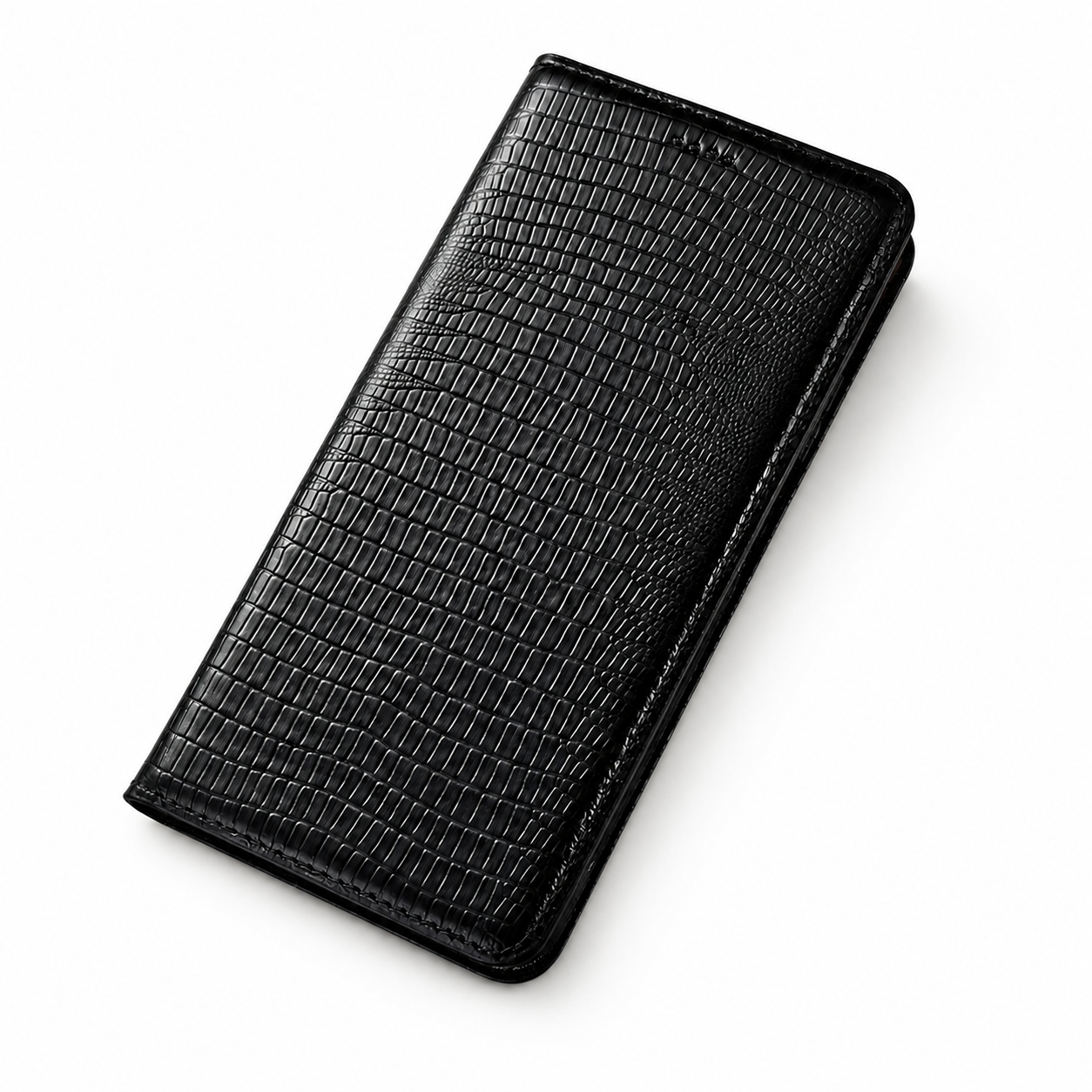 Premium iPhone Case Genuine Lizard Leather Flip Wallet Cover Magnetic Closure Kickstand Shockproof Full Body Protection