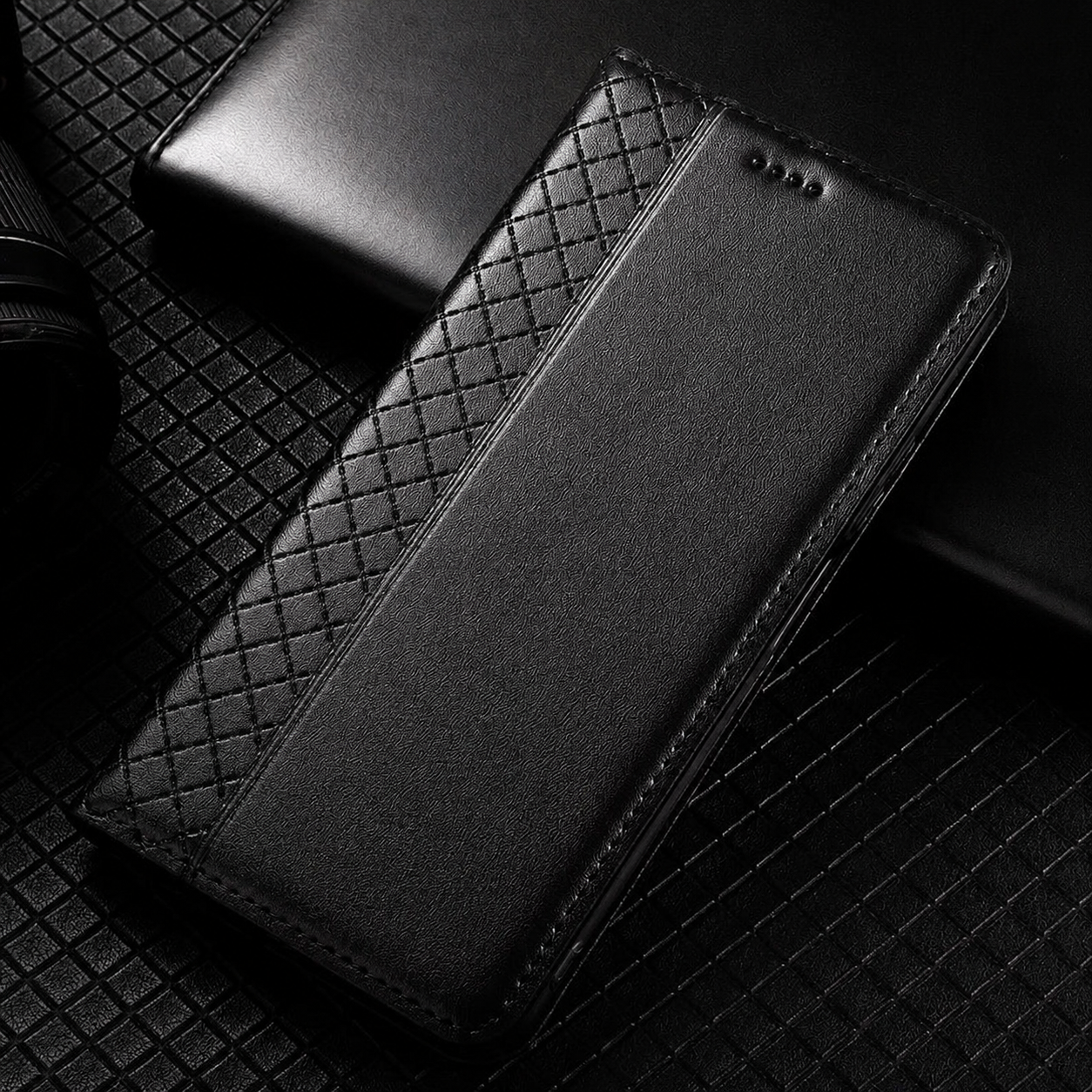 Premium iPhone Case Genuine Nappa Leather Wallet Flip Cover Card Holder Magnetic Closure Full Body Protection