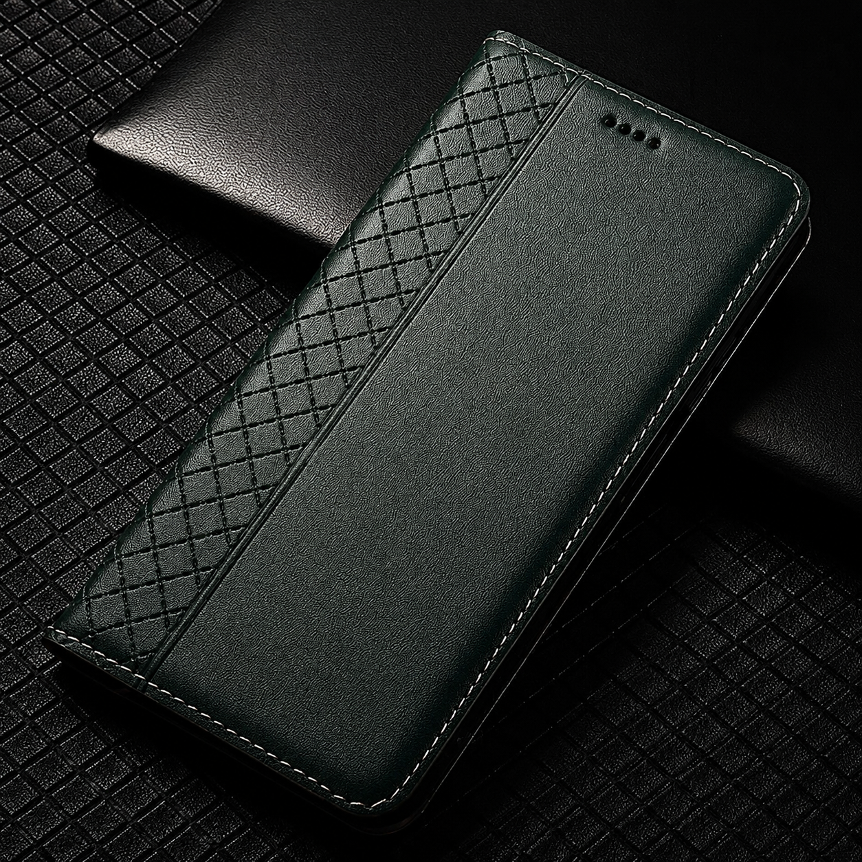 Premium iPhone Case Genuine Nappa Leather Wallet Flip Cover Card Holder Magnetic Closure Full Body Protection