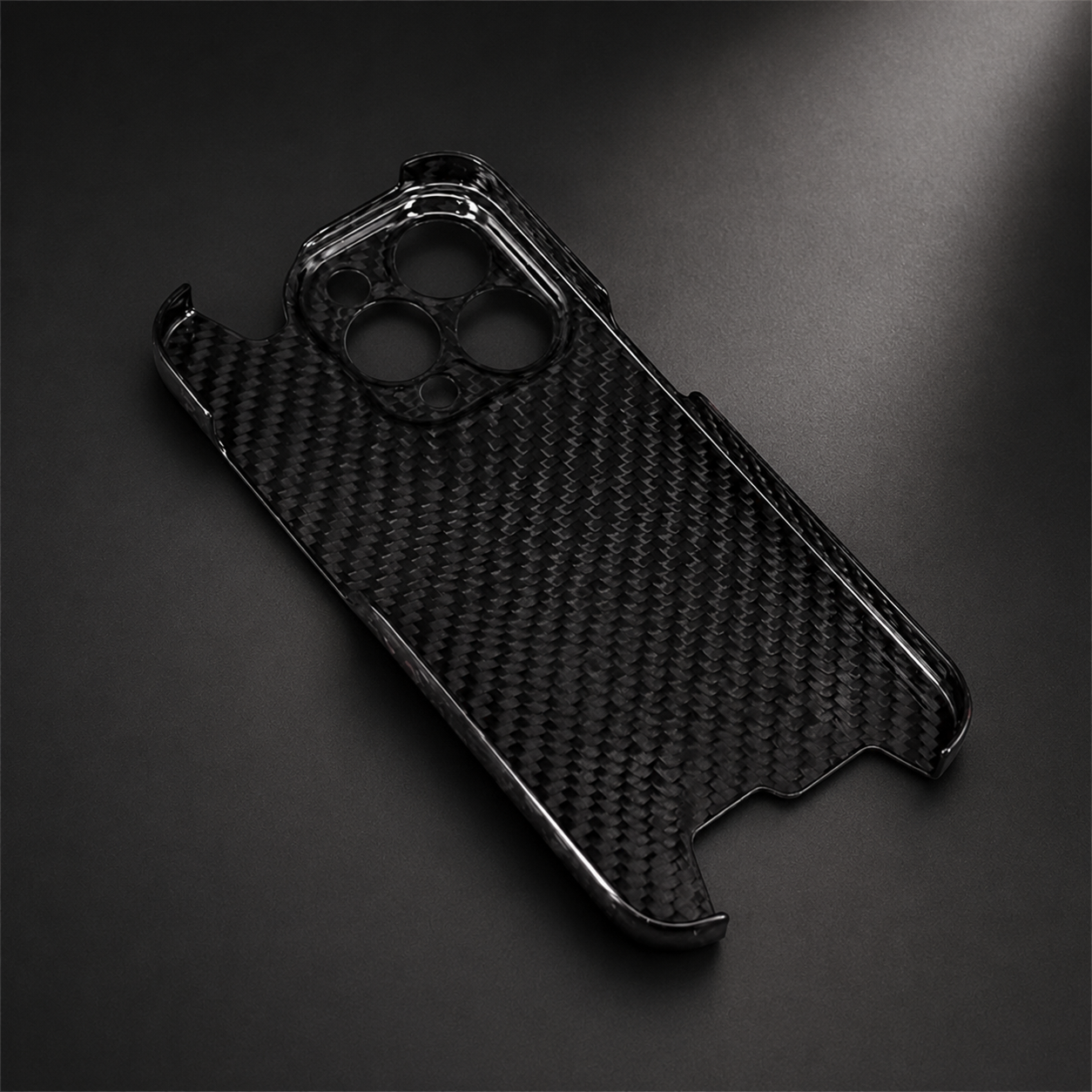 Premium iPhone Case Glossy Forged Carbon Fiber Cover Ultra Thin Shockproof Lightweight Half Wrapped Protection