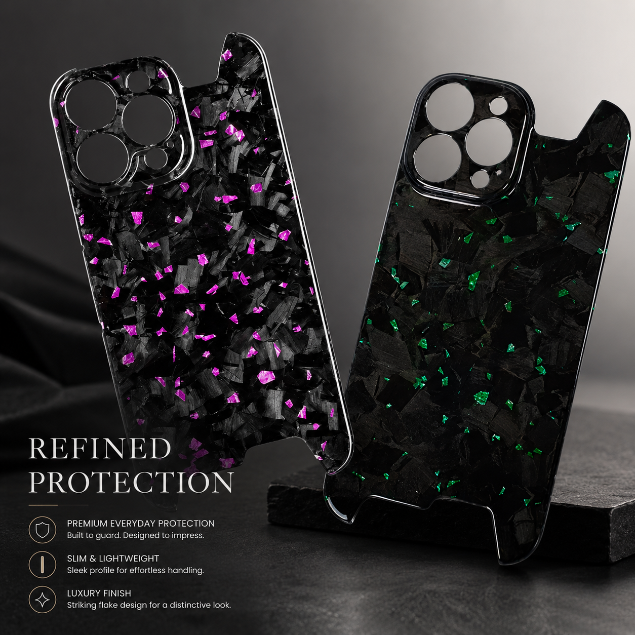 Premium iPhone Case Glossy Forged Carbon Fiber Cover Ultra Thin Shockproof Lightweight Half Wrapped Protection