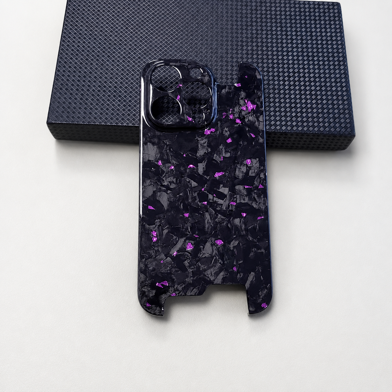 Premium iPhone Case Glossy Forged Carbon Fiber Ultra Thin Shockproof Lightweight Half Wrapped Protective Cover