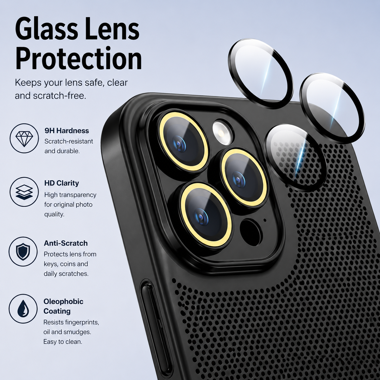 Premium iPhone Case Heat Dissipation Electroplated Hollow PC Cooling Cover Anti Fingerprint Anti Scratch Lightweight Non Slip Half Wrapped Protective Case