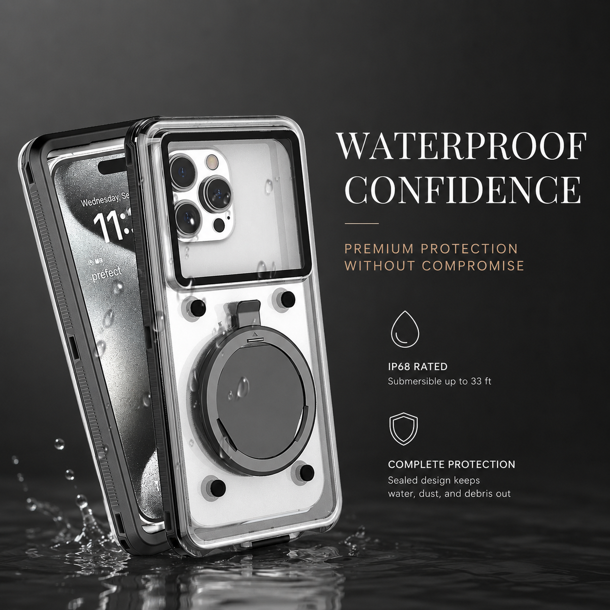 Premium iPhone Case IP68 Waterproof Protective Cover Full Body Shockproof Vacuum Seal Underwater Protection
