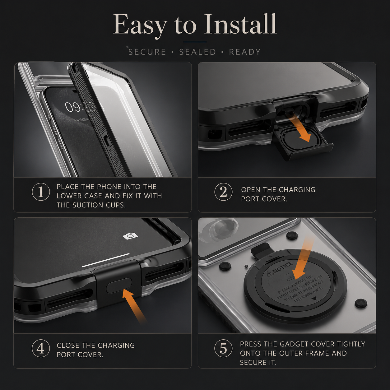 Premium iPhone Case IP68 Waterproof Protective Cover Full Body Shockproof Vacuum Seal Underwater Protection