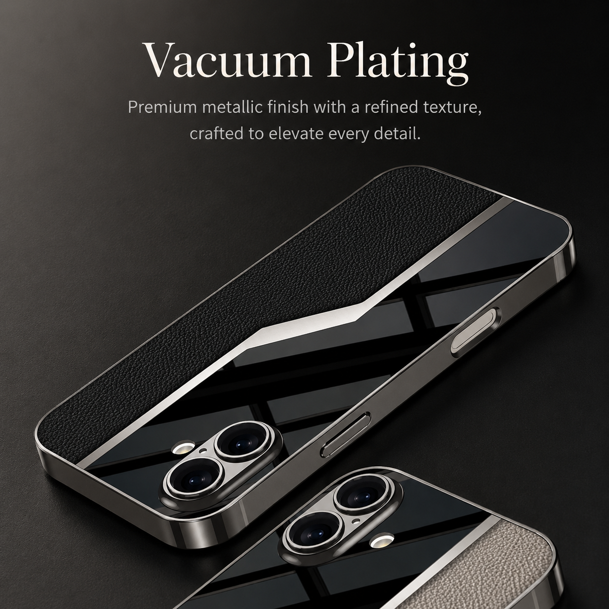 Premium iPhone Case Leather Plating Cover Soft TPU Shockproof Anti Scratch Camera Lens Protection Case