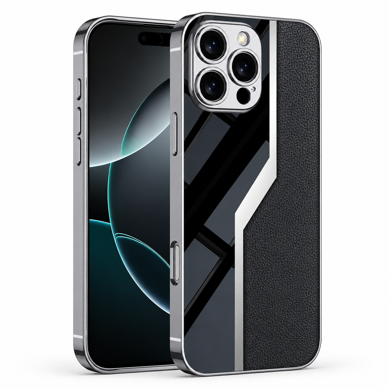 Premium iPhone Case Leather Plating Cover Soft TPU Shockproof Anti Scratch Camera Lens Protection Case
