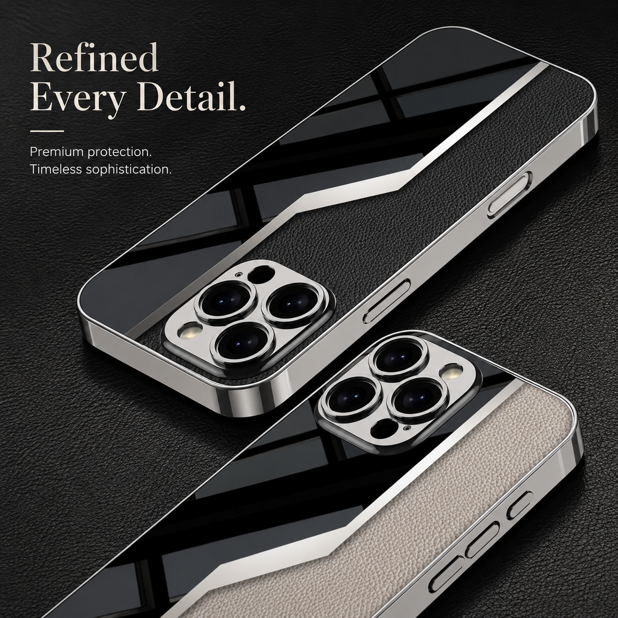Premium iPhone Case Leather Plating Cover Soft TPU Shockproof Anti Scratch Camera Lens Protection Case