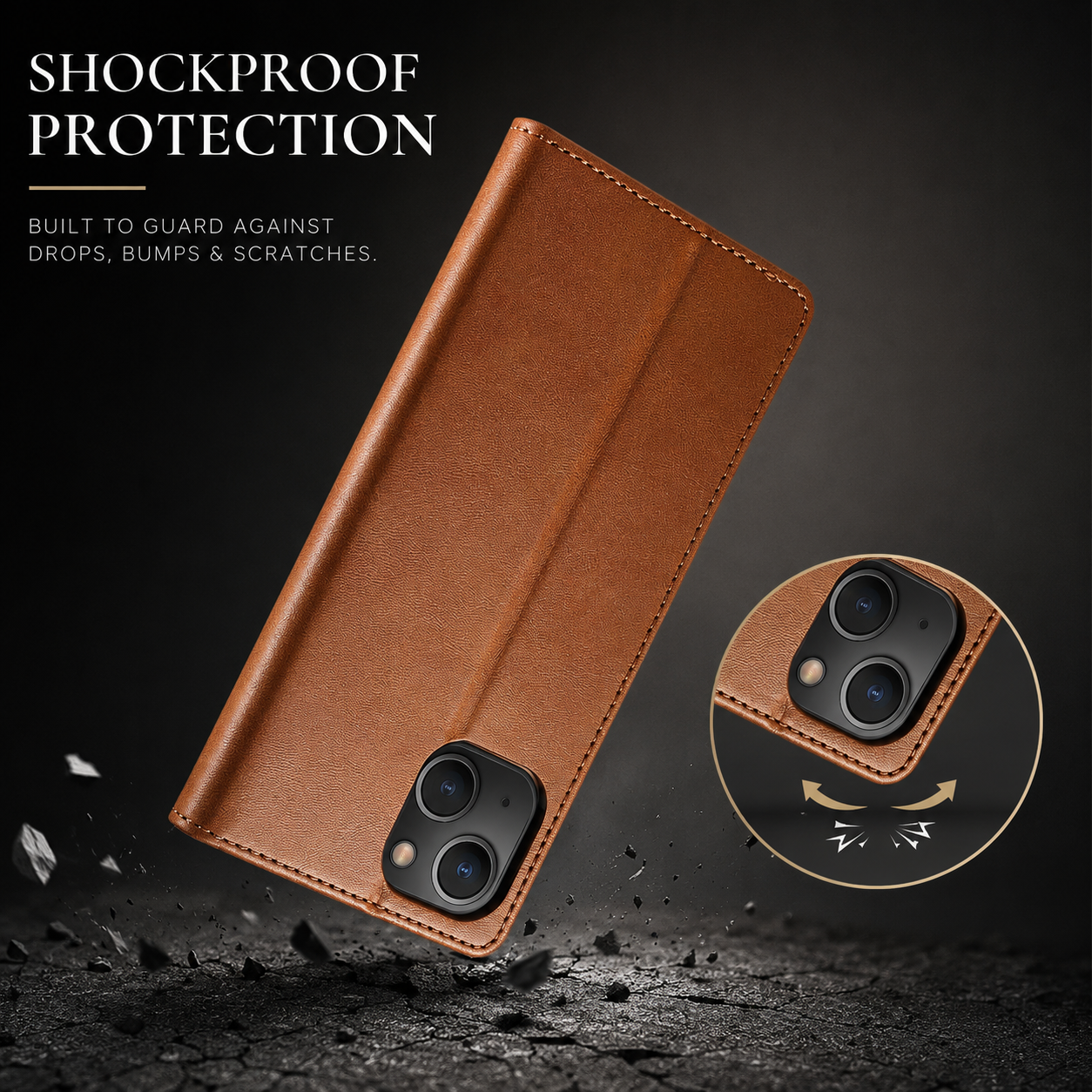 Premium iPhone Case Leather Wallet Flip Cover Card Slot Magnetic Closure Full Body Protection