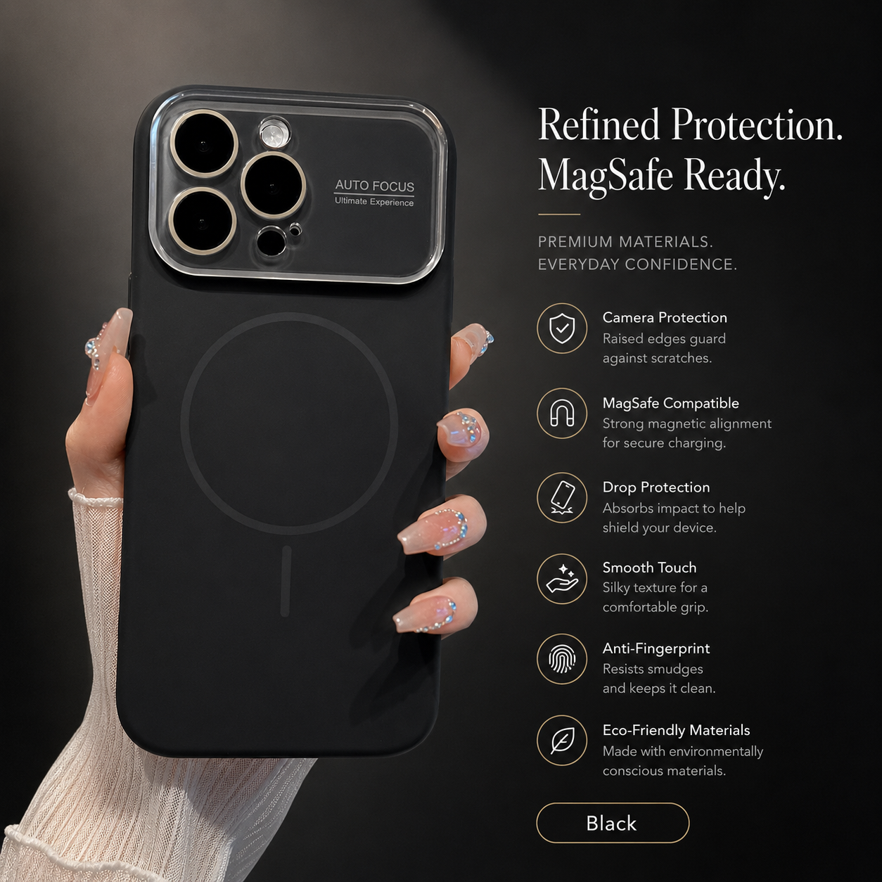 Premium iPhone Case Liquid Silicone MagSafe Cover Shockproof Soft Touch Acrylic Lens Protection Half Wrapped Protective Case