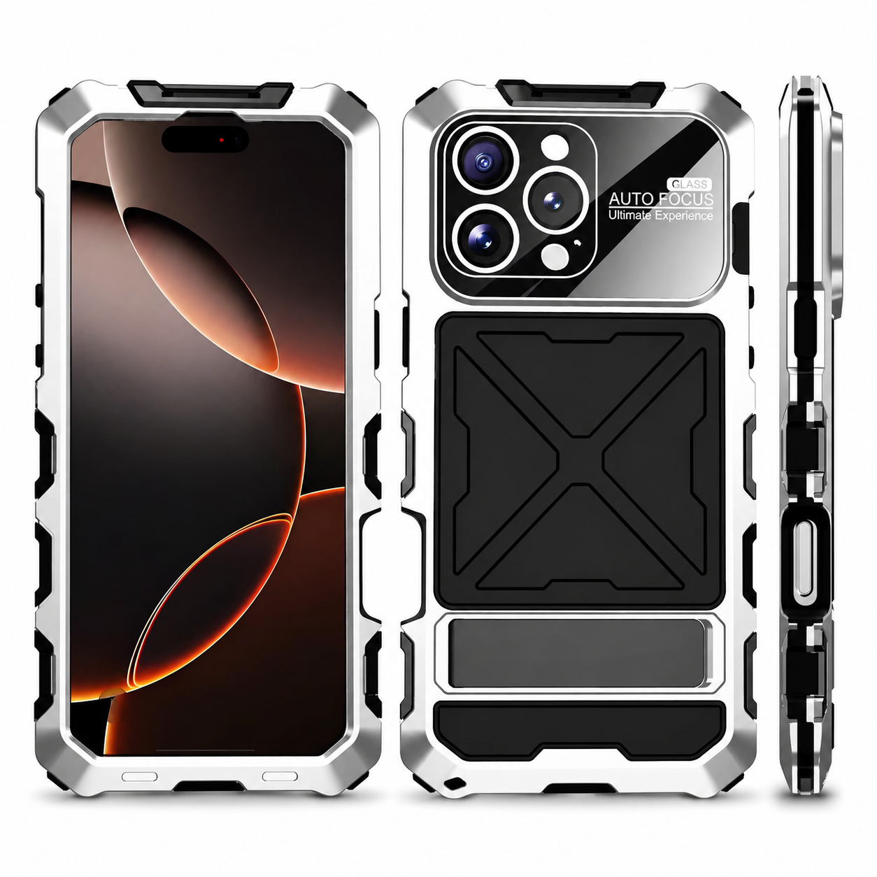Premium iPhone Case MagSafe Compatible 360 Metal Lock Cover Dual Tempered Glass Full Body Protection