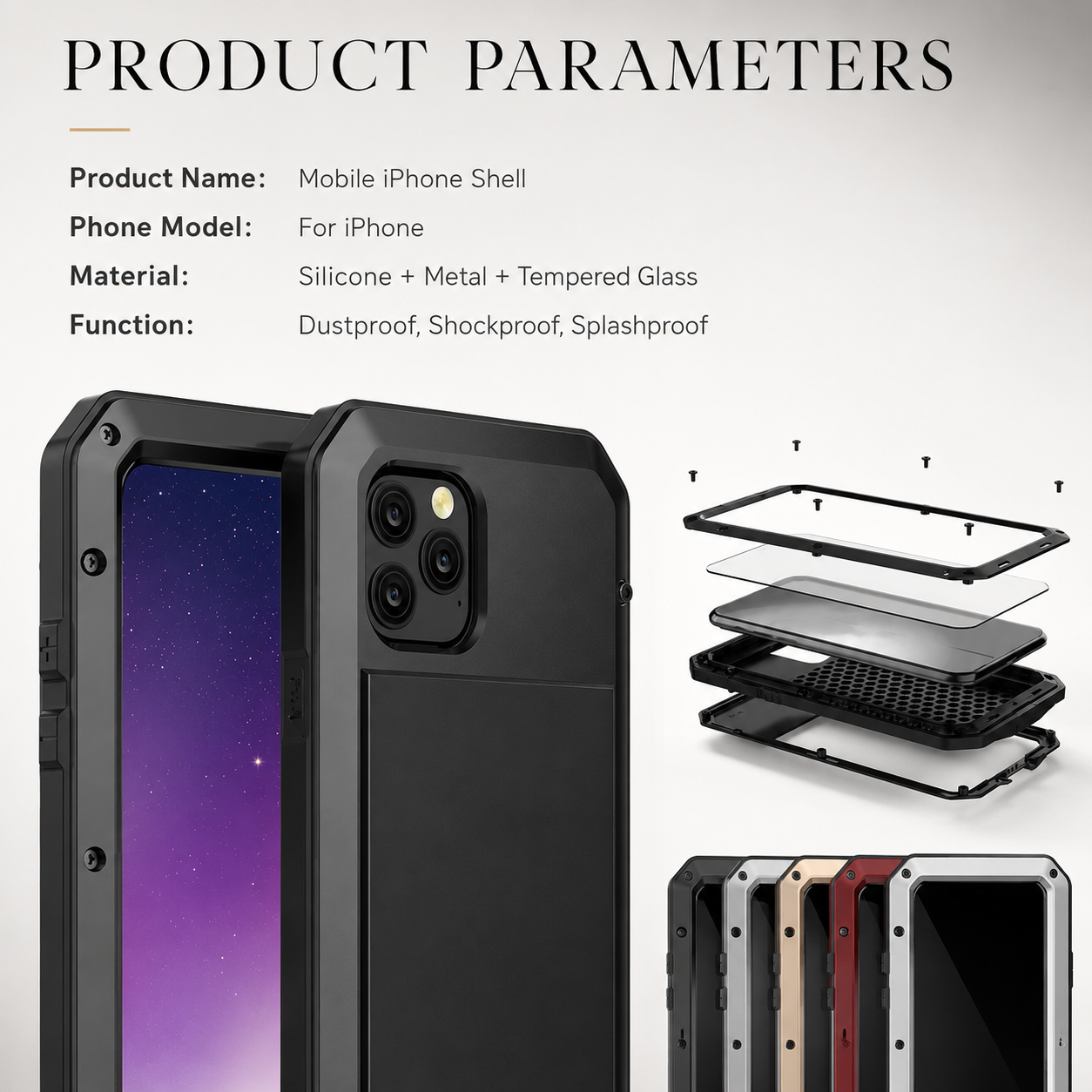 Premium iPhone Case MagSafe Compatible Aluminum Armor Bumper Cover Shockproof Full Protection