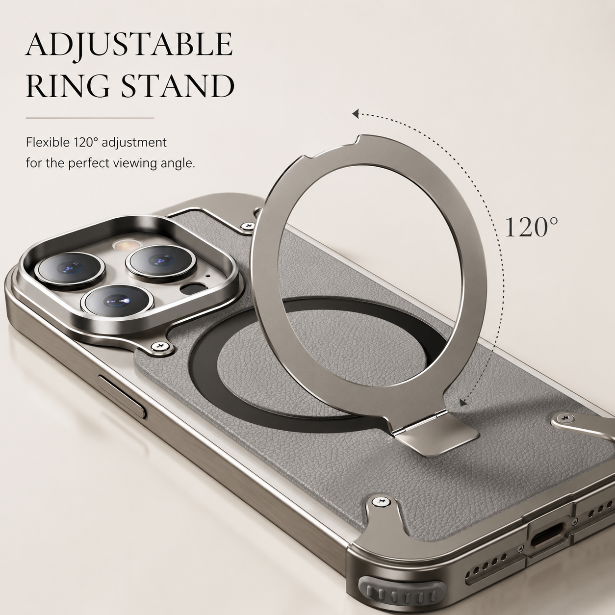 Premium iPhone Case MagSafe Compatible Aluminum Frame Cover Built-In Stand Ultra Thin Protection