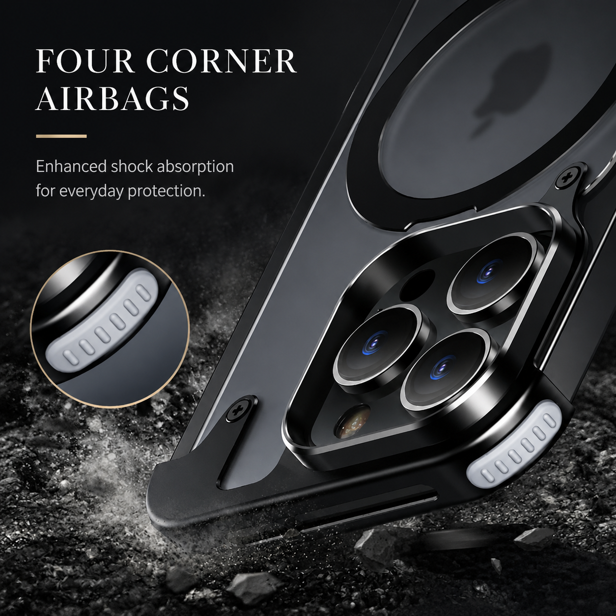 Premium iPhone Case MagSafe Compatible Aluminum Frame Cover Built-In Stand Ultra Thin Protection