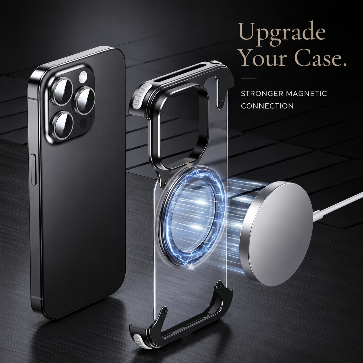 Premium iPhone Case MagSafe Compatible Aluminum Frame Cover Built-In Stand Ultra Thin Protection
