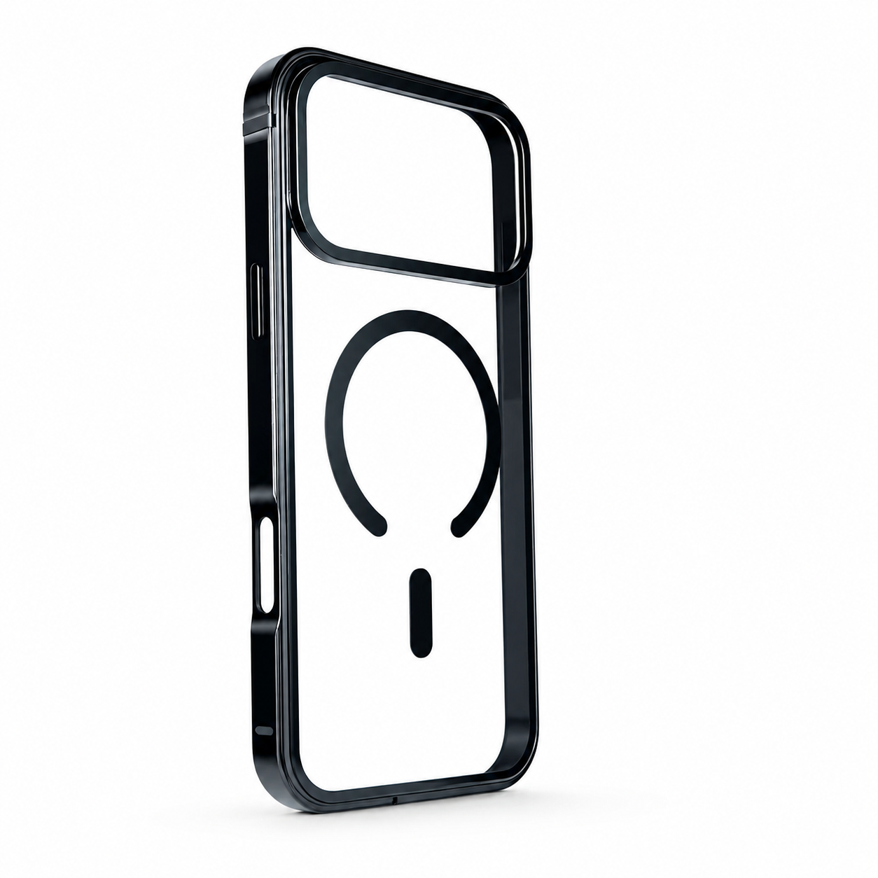 Premium iPhone Case MagSafe Compatible Aluminum Frame Cover HD Transparent Backplate Shockproof Camera Lens Protection