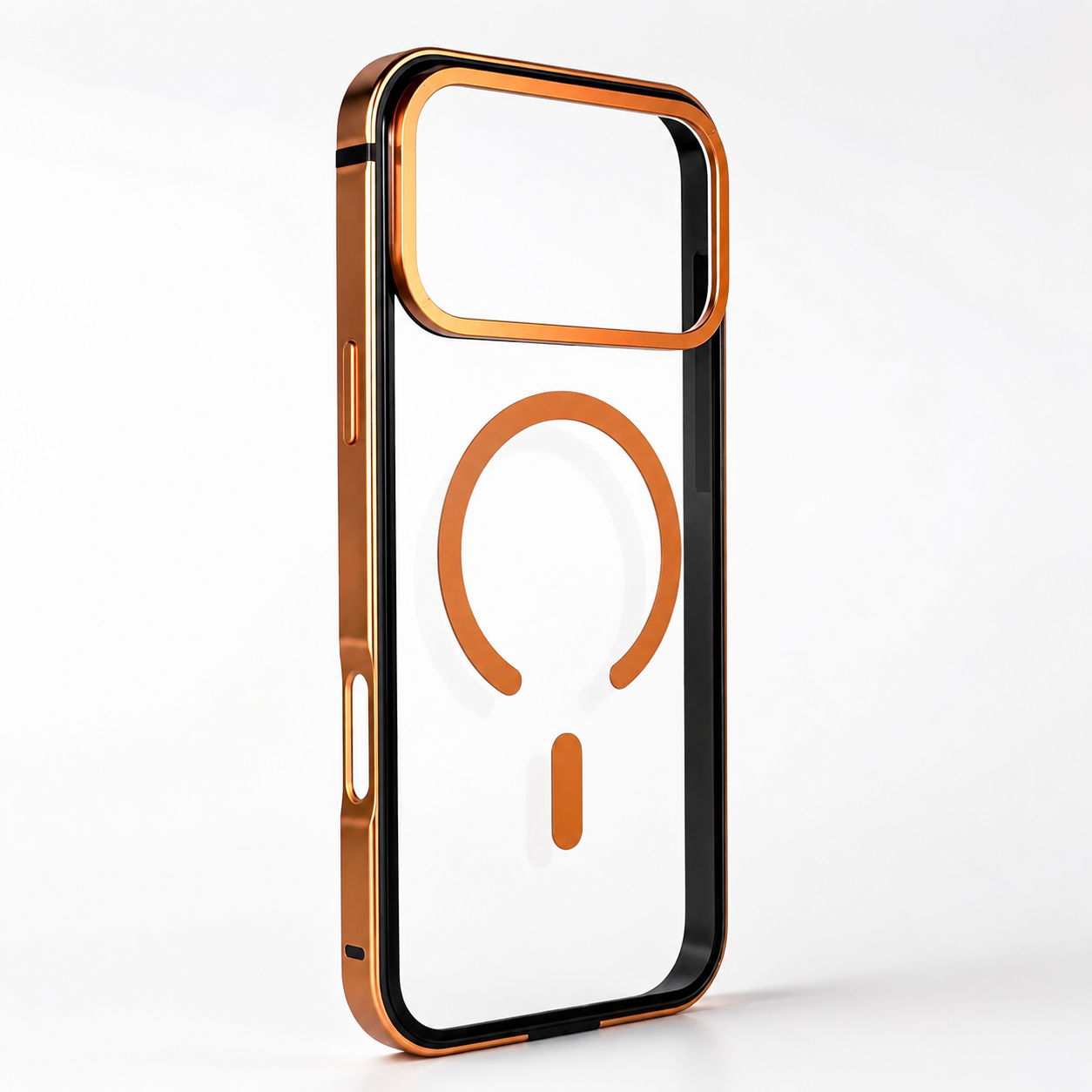 Premium iPhone Case MagSafe Compatible Aluminum Frame Cover HD Transparent Backplate Shockproof Camera Lens Protection