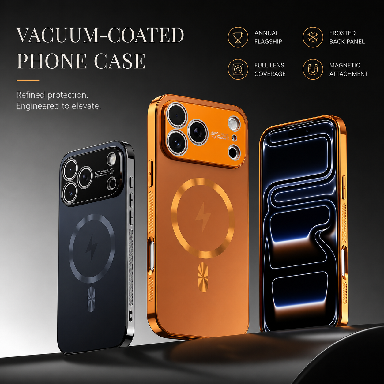 Premium iPhone Case MagSafe Compatible Aluminum Frame Cover Magnetic Shockproof Matte Back Raised Camera Lens Protection