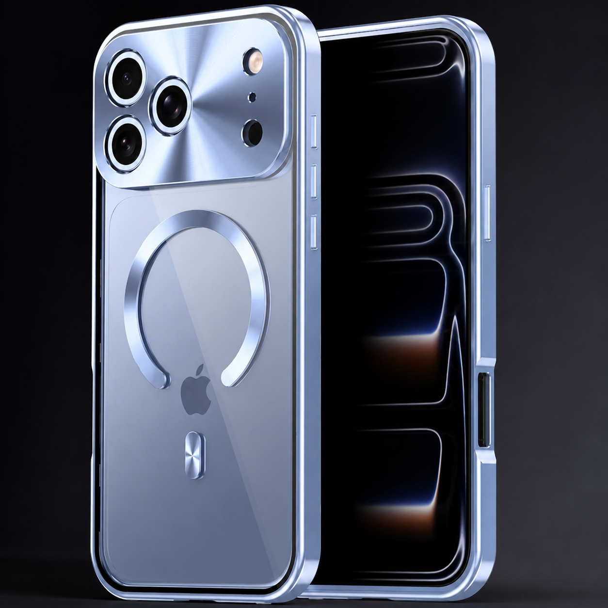 Premium iPhone Case MagSafe Compatible Aluminum Frame Cover Privacy Screen Protector Clear Back Shockproof Camera Lens Protection