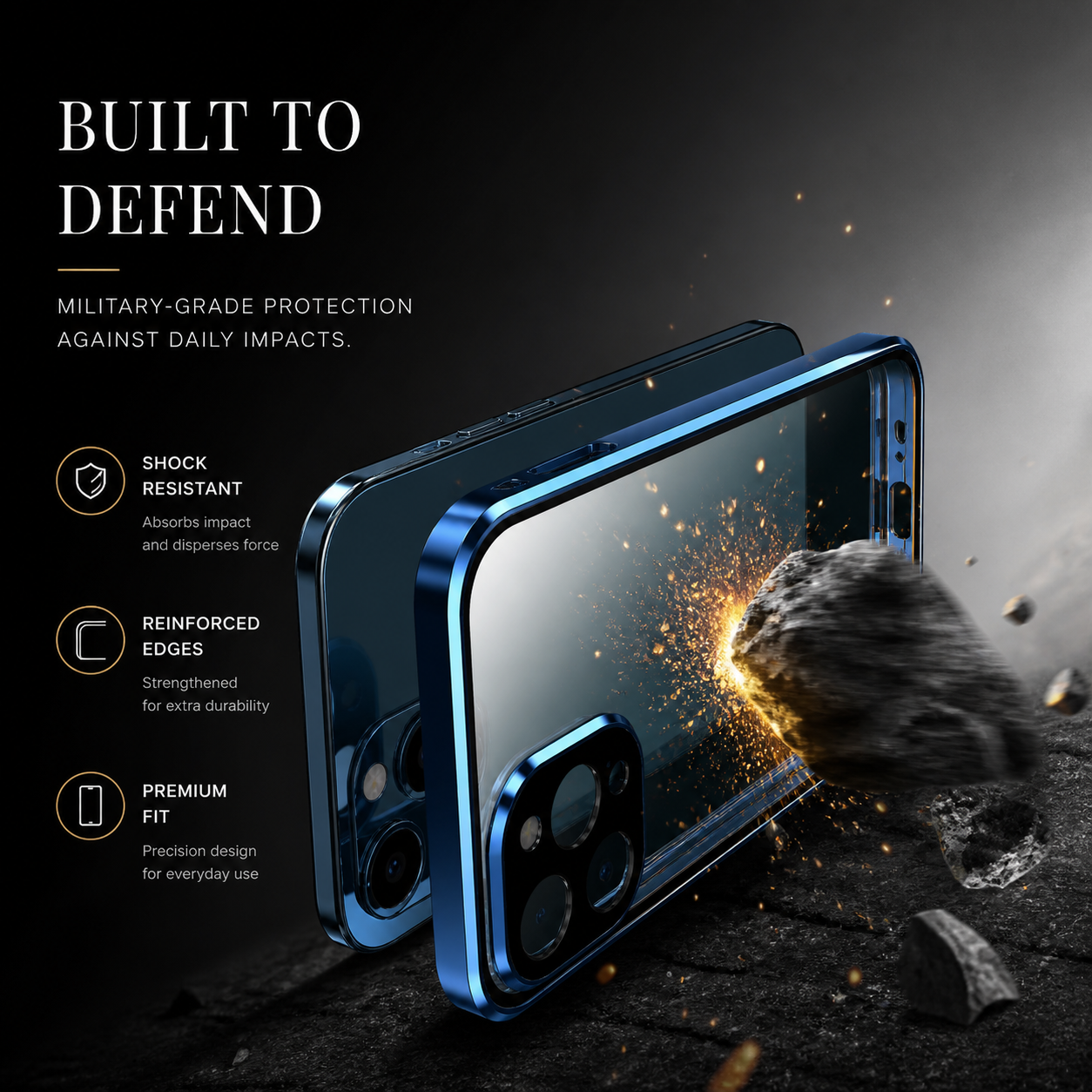 Premium iPhone Case MagSafe Compatible Aluminum Frame Tempered Glass Cover Full Protection