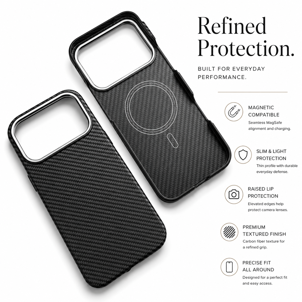 Premium iPhone Case MagSafe Compatible Aramid Carbon Fiber Cover Ultra Thin Shockproof Protection