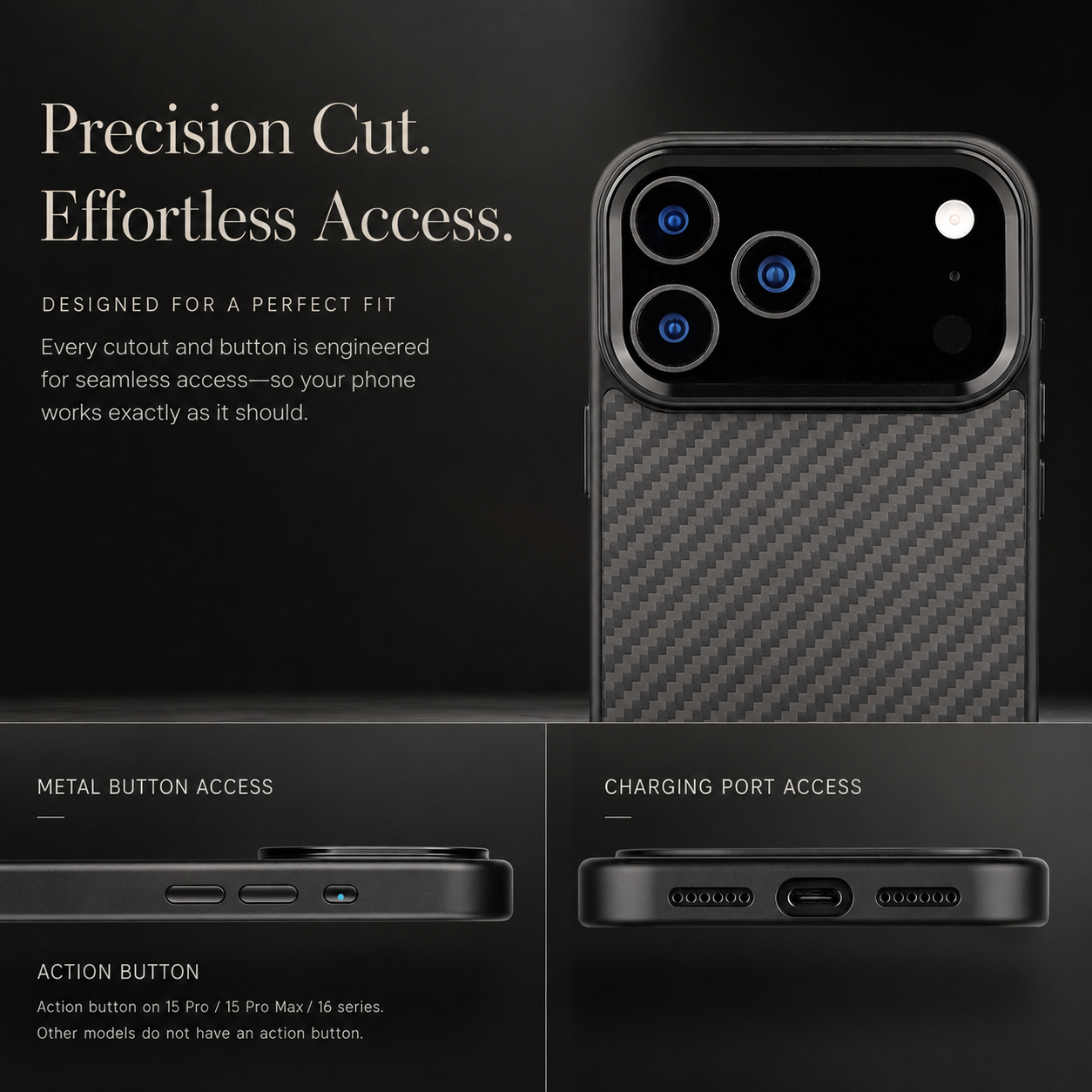 Premium iPhone Case MagSafe Compatible Aramid Fiber Cover Ultra Thin Lightweight Full Protection Shockproof Design