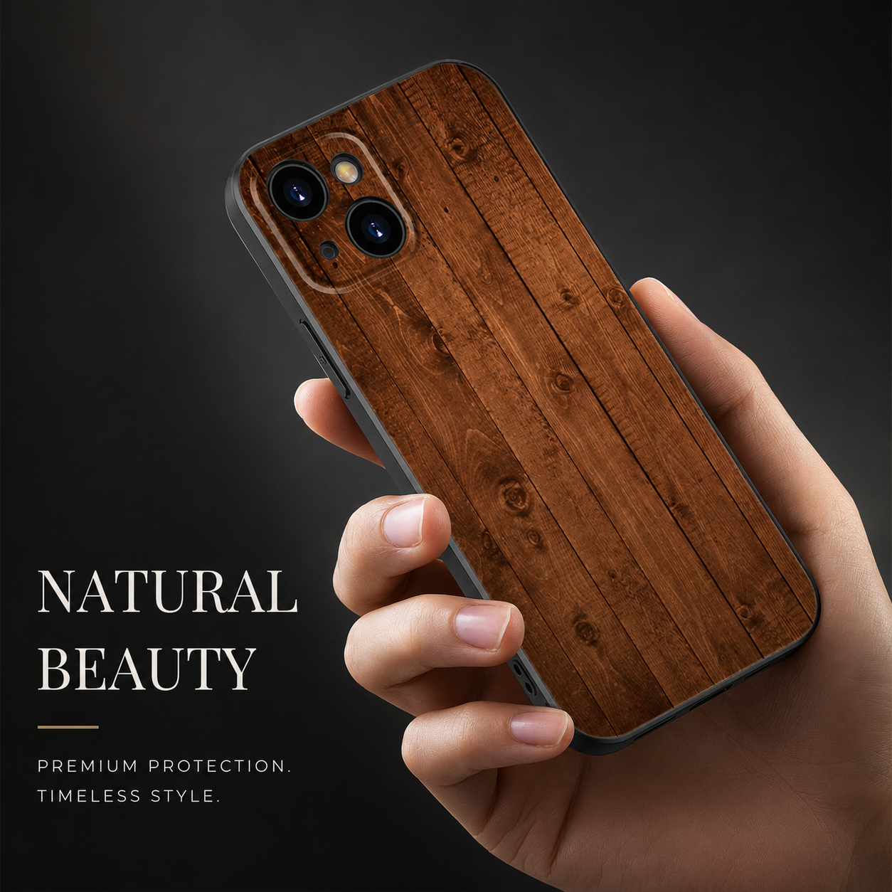 Premium iPhone Case MagSafe Compatible Bamboo Wood Grain Cover Metallic Frame Shockproof Protection
